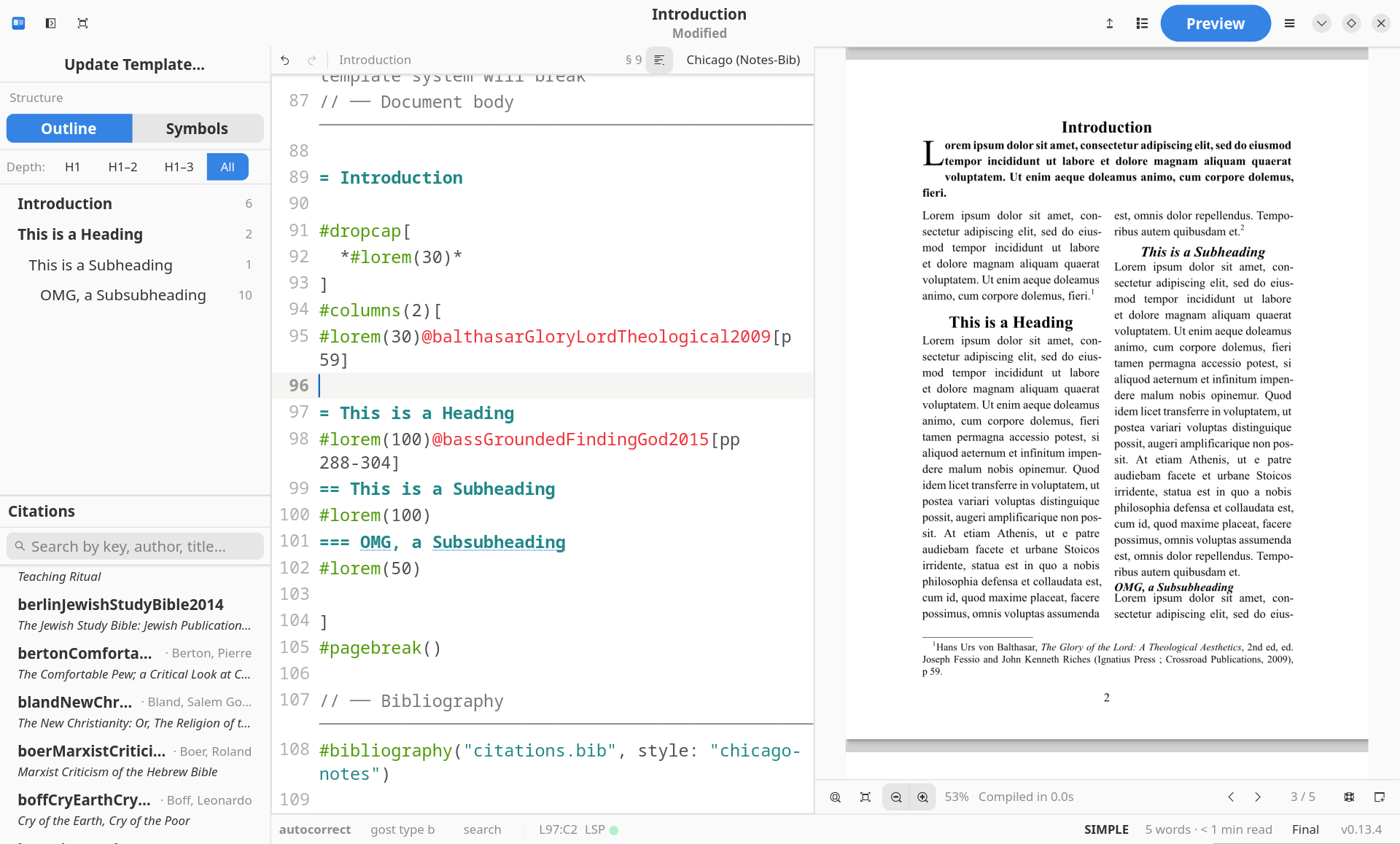 Zerkalo — Typst IDE screenshot